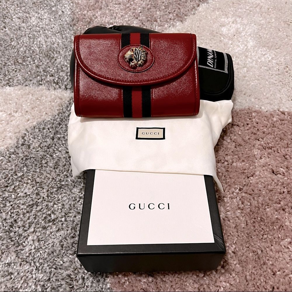 Gucci Rajah Mini Leather Shoulder Bag In Red -Authentic - Picture 3 of 11